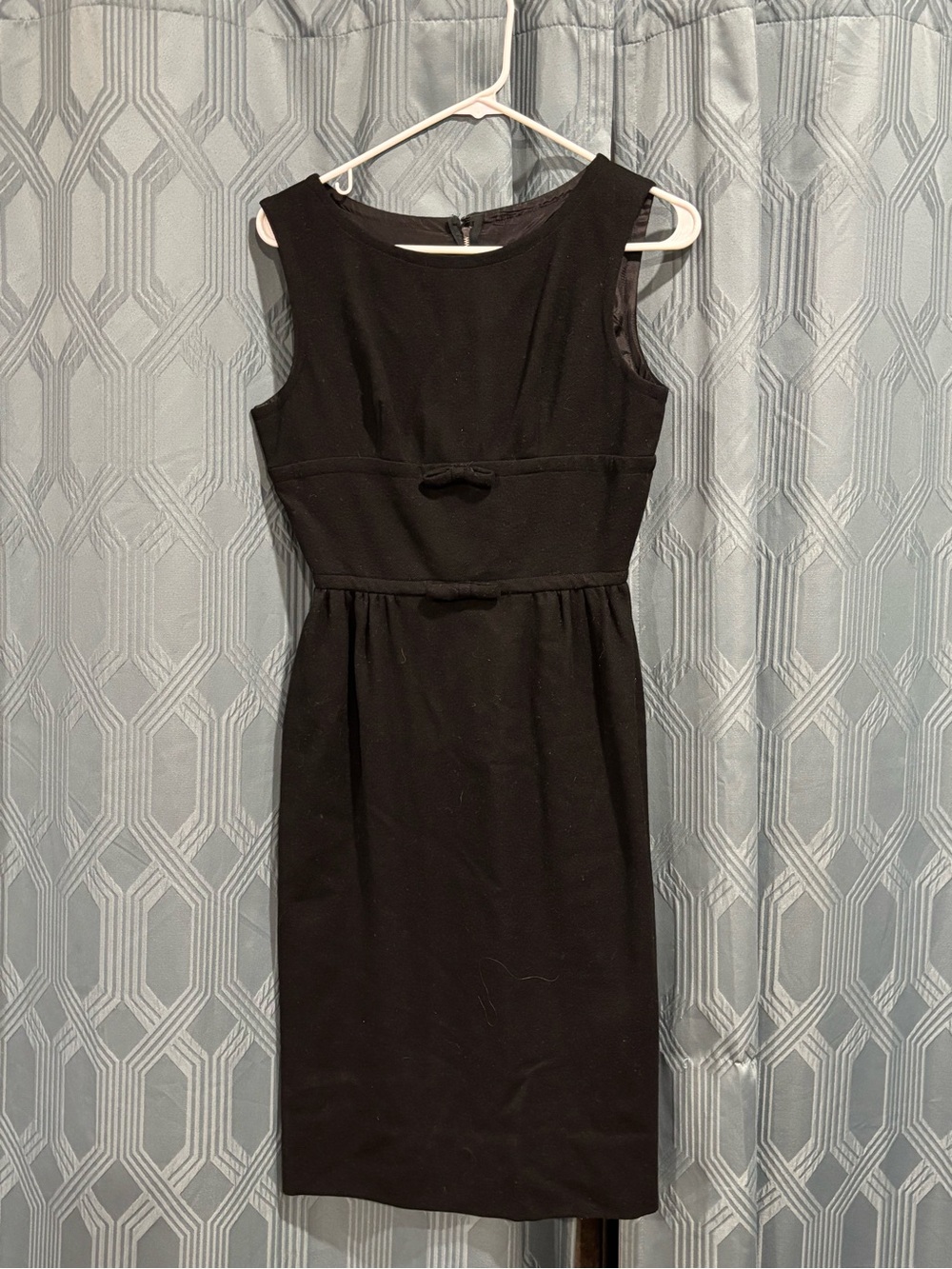 Vintage 1950s Ilene Ricky Black Wool Rockabilly Sleeveless Sheath Dress
